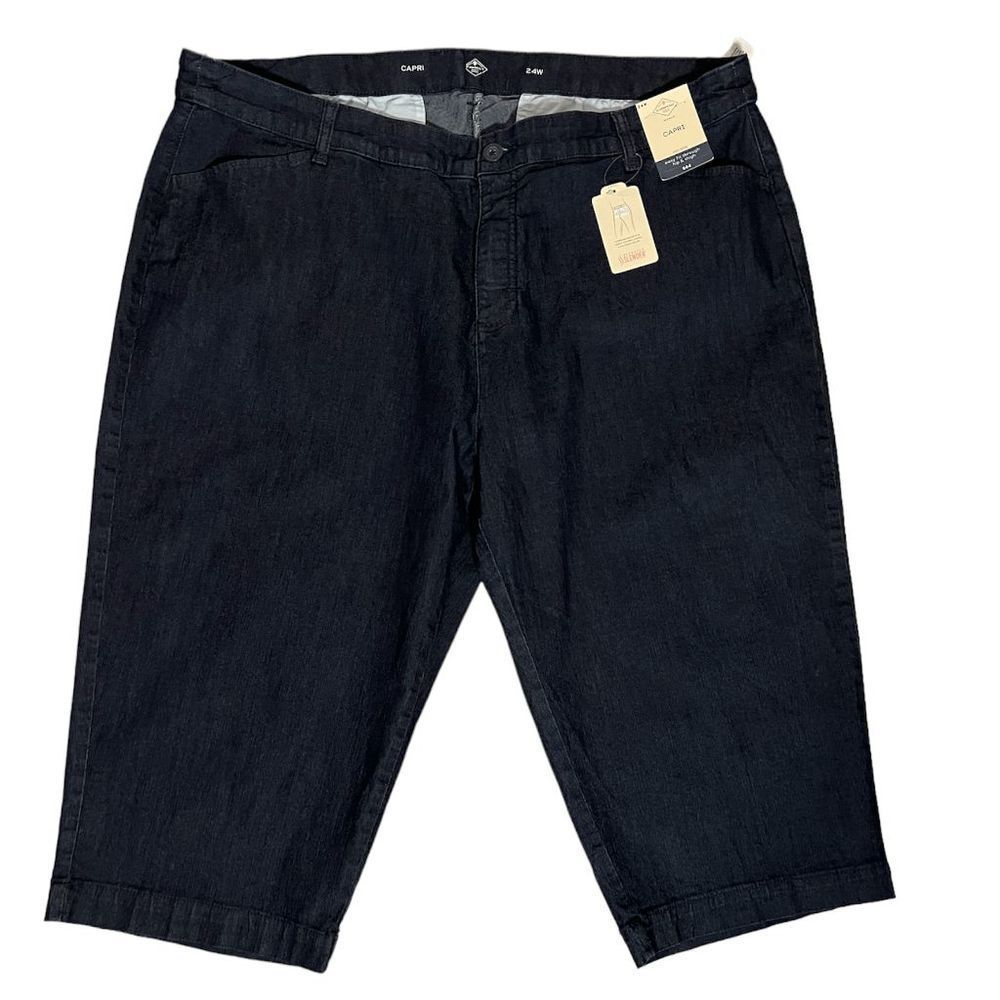 St John's Bay Women's Plus Size 24W Mid Rise Denim Jeans Capri Pants Blue NWT